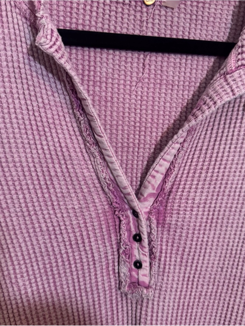 Free People FP One Colt Thermal Top Small Purple Boho Beach Waffle Knit Distress - Picture 5 of 9